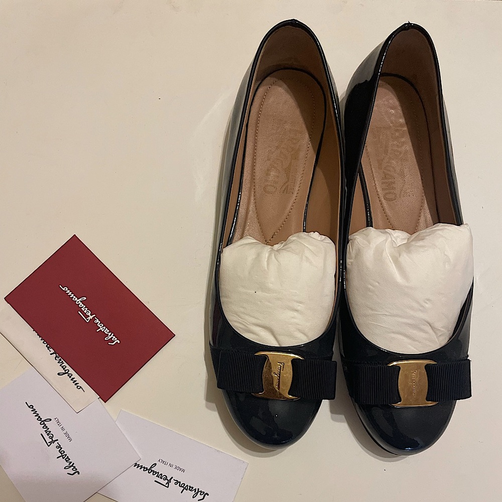 Ferragamo Ballet flats, Navy Blue, size 10